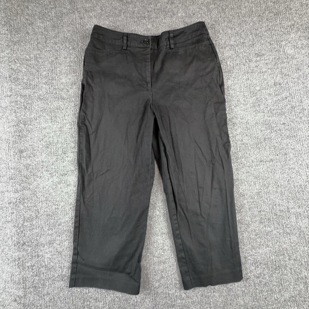 Solutions By Harve Benard Capri Pants Womens 6 Black Twill Straight Stretch Work
